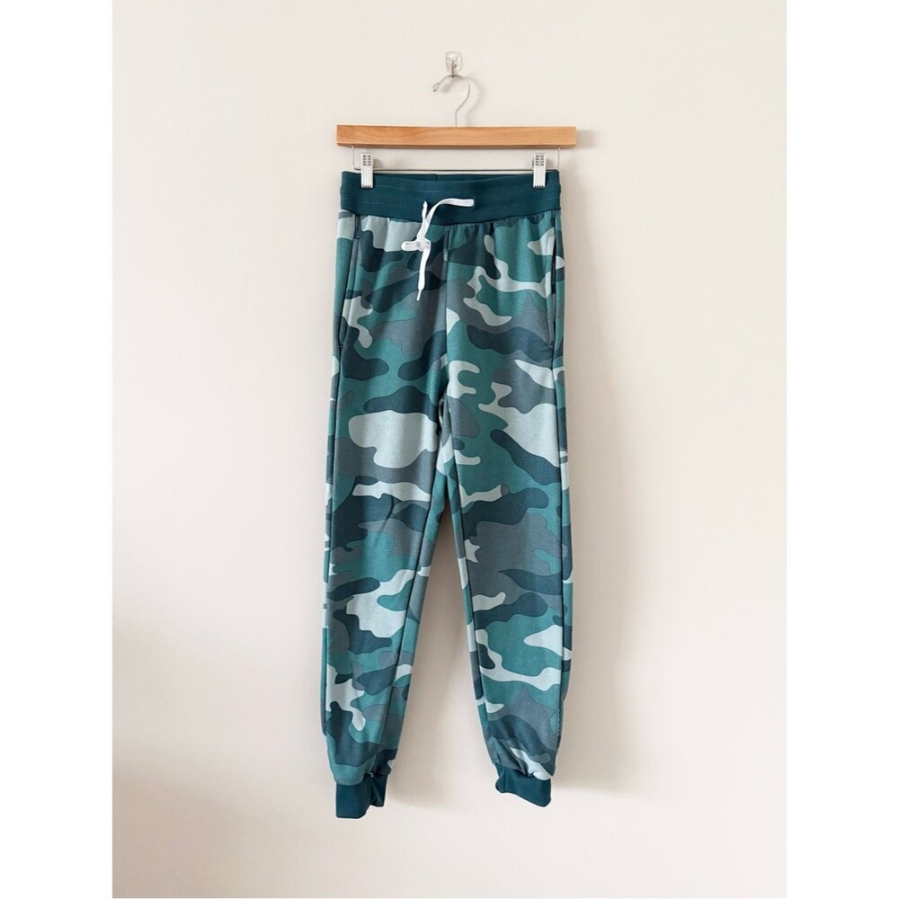 RE Real Essentials Green Camo Fleece Jogger Lounge Pants Drawstring Waist-  XS